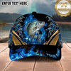 Maxcorners Fishing Blue Flame Gold Accent Personalized Name 3D Shirt (13 Fish Species)