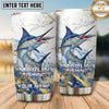 Maxcorners Fishing Tumbler White Gray Marble Hook Design Personalized Name Tumbler (13 Species)