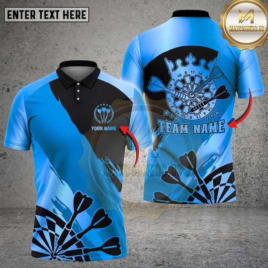 Maxcorners Darts Polo Shirt Crown Dartboard Champion Gold Edition Multicolor Options Personalized Name, Team Name 3D Shirt (4 Colors)