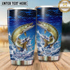 Maxcorners Fishing Tumbler Electric Blue Wave Grid Design Personalized Name Tumbler (13 Species)
