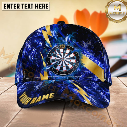 Maxcorners Darts Lightning and Flaming Dartboard Personalized Name 3D Classic Cap