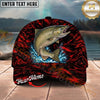 Maxcorners Fishing Red Flame Water Splash Personalized Name 3D Cap (12 Fish Species)