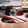Maxcorners Fishing Patriotic Flag Fishing with Chain and Hook Personalized Name 3D Bucket Hat (13 Fish Species)