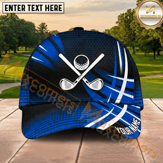 Maxcorners Golf Blue Crossed Clubs Personalized Cap