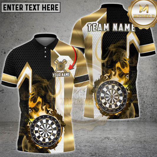 Maxcorners Darts Flaming Dartboard Black Gold Geometric Multicolor Options Personalized Name, Team Name 3D Shirt (4 Colors)