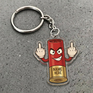 Maxcorners Personalized Funny Shotgun Shell Fukin' Finger Cartoon Hunting Acrylic Christmas Ornament And Keychain Custom Gift For Hunters 2D Flat
