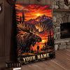 Maxcorners Moose Hunting Dramatic Mountain Sunset Personalized Canvas Wall Art