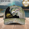 Maxcorners Fishing Gold Scale Black Panel Logo Personalized Name 3D Cap (12 Fish Species)