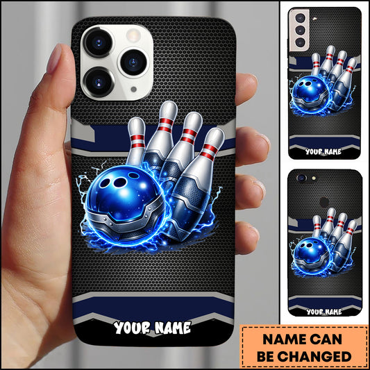 Maxcorners Bowling Electric Strike Pins Multicolor Personalized Name 3D Phone Case