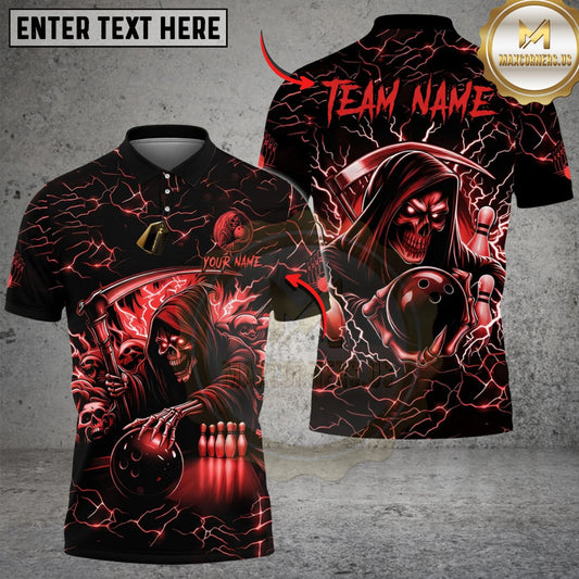 Maxcorners Bowling & Pins Thunder Reaper On The Lane Customized Name, Team Name 3D Shirt (6 Colors)
