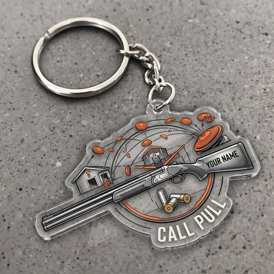 Maxcorners Clay Shooting Call Pull Shotgun And Flying Clay Targets Customized Name 3D Keychain And Ornament