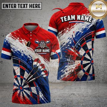 Maxcorners Darts Netherlands Flag Geometric Bowling Strike Personalized Name 3D Unisex Shirt