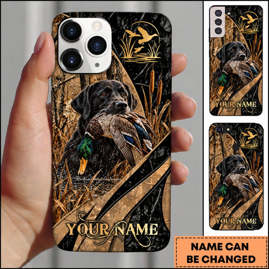 Maxcorners Duck Hunting German Wirehaired Pointer Golden Mallard Hunting Badge Personalized Name 3D Phone Case - Black Labrador Retriever - Mallard