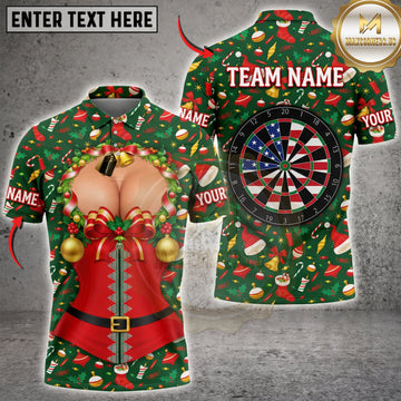 Maxcorners Darts Funny Christmas Elf Costume Colorful Dartboard Personalized Name 3D Unisex Shirt