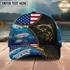 Maxcorners Fishing American Flag Leather Zipper Personalized Name 3D Cap (12 Fish Species)