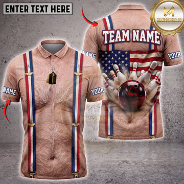 Maxcorners Bowling Funny Pale Body Suspenders Bowling Ball Pins Personalized Name 3D Unisex Shirt