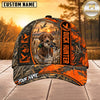 Maxcorners Dog Hunting And Duck Orange Black Duck Hunter Stripe Design Multiple Options Personalized Name 3D Cap