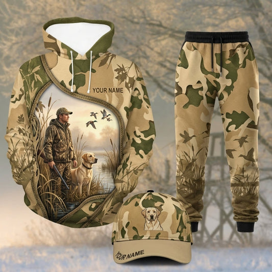Maxcorners Duck Hunting Flying Ducks Woodland Marsh Camo Personalized 3D Shirts