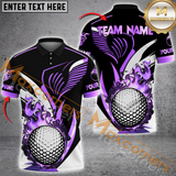 Maxcorners Custom Golf Team Jersey, Golden Flame Golf Ball Personalized Name And Team Name