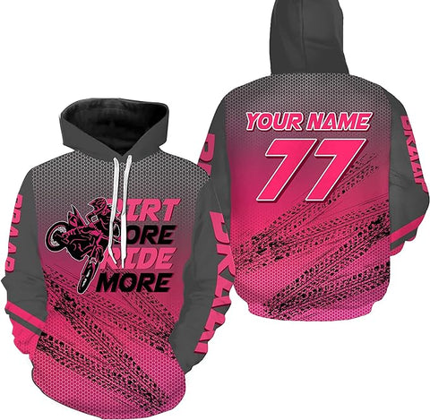 Maxcorners Motocross Girl Pink Ride More Customize Name And Number 3D Shirts