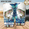Maxcorners Fishing Tumbler White Blue Abstract Ink Splash Design Personalized Name Tumbler (13 Species)
