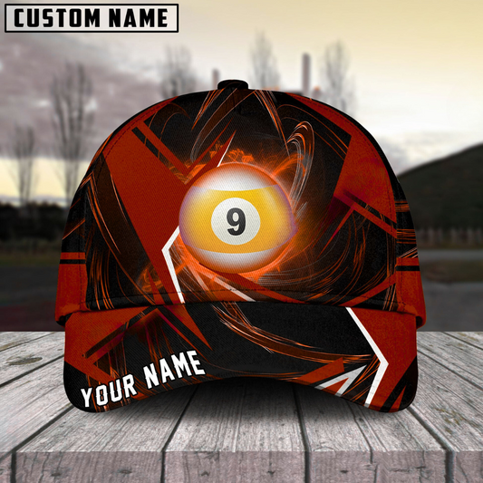 Maxcorners Billiard Ball 9 Stormeye Personalized Name 3D Cap (6 Colors)