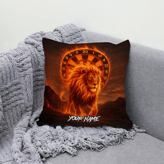 Maxcorners Darts Fire Lion Spirit Multicolor Customized Name 3D Pillow