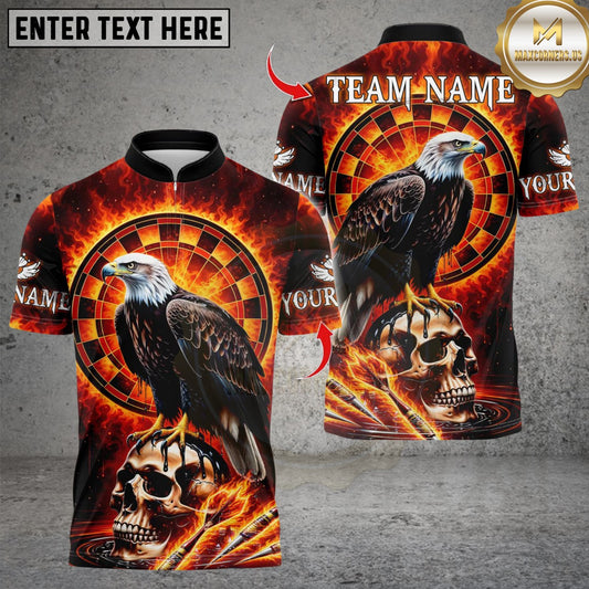 Maxcorners Fire Eagle Dart Design Multicolor Customized Name, Team Name 3D Shirts
