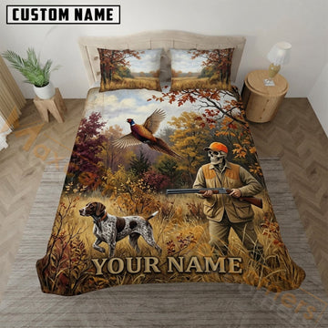 Maxcorners Pheasant Hunting Autumn Forest Hunter Dog Bedding Set 3D Print Custom Name