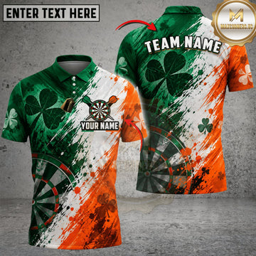 Maxcorners Darts Ireland Flag Geometric Bowling Strike Personalized Name 3D Unisex Shirt