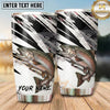 Maxcorners Fishing Tumbler Black White Brush Stroke Design Personalized Name Tumbler (13 Species)