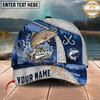 Maxcorners Fishing  Splash Water Fish Scale Lake View Personalized Name 3D Cap (12 Fish Species)