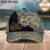 Maxcorners Fishing Gold Scale Black Panel Logo Personalized Name 3D Cap (12 Fish Species)