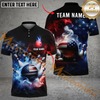 Maxcorners American Flag Smoke Bowling Jersey Customized Name, Team Name 3D Polo Shirt