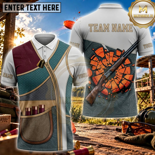 Maxcorners Clay Shooting Vintage Color Block Target Vest Personalized Name 3D Unisex Shirt