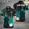 Maxcorners Golf Fire Ball Skull Multicolor Option Customized Name, Team Name 3D Polo Shirt
