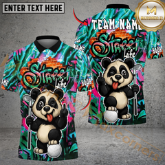 Maxcorners Street Swing Panda Golf Polo Shirt, Customized Name & Team Name 3D Shirts (4 Colors)