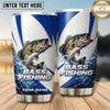 Maxcorners Fishing Tumbler Blue White Racing Stripe Design Personalized Name Tumbler (13 Species)