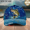 Maxcorners Fishing Blue Hook Pattern Personalized Name 3D Cap (12 Fish Species)