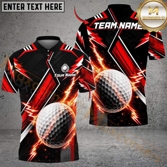 Maxcorners Golf Thunder Sport Theme Design Personalized Name, Team Name 3D Shirt (4 Colors)