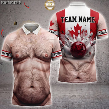 Maxcorners Bowling Hairy Belly Body Bowling Ball Pins Personalized Name 3D Unisex Shirt