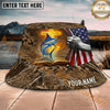Maxcorners Fishing Patriotic Faith Camo Personalized Name 3D Bucket Hat (12 Fish Species)