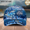 Maxcorners Fishing Blue Flame Ocean Multiple Options Personalized Name 3D Cap (11 Fish Species)
