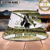 Maxcorners Fishing Fish Reaper White Green Scale Personalized 3D Bucket Hat (13 Fish Species)