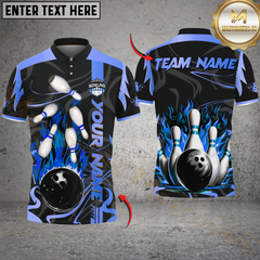 Maxcorners Bowling Golden Fire Strike Multicolor Customized Name, Team Name 3D Shirts