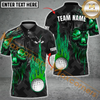Maxcorners Golf Fire Ball Skull Multicolor Option Customized Name, Team Name 3D Polo Shirt