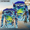Maxcorners Fishing Blue Fiction Sea Custom Name & Team Name 3D Shirts