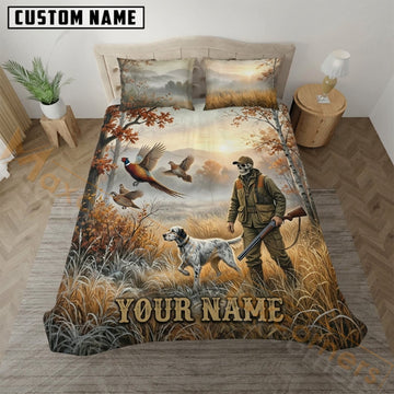 Maxcorners Upland Bird Hunting Winter Field Hunter Bedding Set 3D Print Custom Name