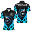Maxcorners Personalized Blue 8 Ball Pool Billiard Shark Polo & 1/4 Zip For Men, Billiard Team Pool Jerseys LM1605