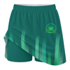 Maxcorners Personalized Green Stripes Lights Trouser Skirts With Shorts Underneath, Bowling Skorts With Pockets